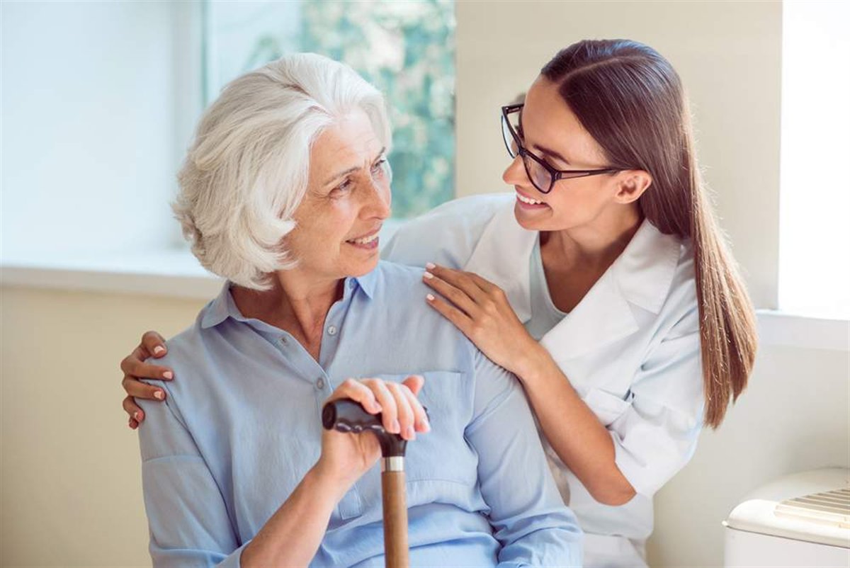 Caregiver spending time with a senior